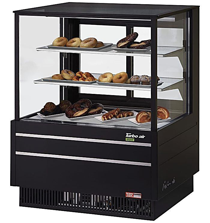 Turbo Air TCGB-36UF-DR-B 36" Straight Glass Full-Service Dry Bakery Display Case, 3 Levels, Black Exterior, 115v - Donut-Equipment.com