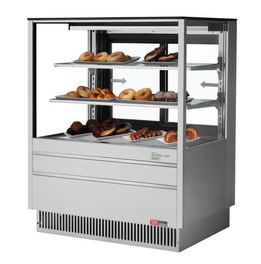 Turbo Air TCGB-36UF-DR-S 36" Straight Glass Full-Service Dry Bakery Display Case, 3 Levels, Stainless Steel Exterior, 115v - Bakery Wholesalers