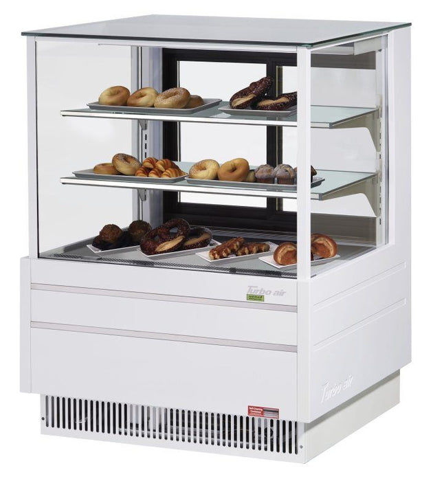 Turbo Air TCGB-36UF-DR-W 36" Straight Glass Full-Service Dry Bakery Display Case, 3 Levels, White Exterior, 115v - Bakery Wholesalers