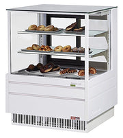 Turbo Air TCGB-36UF-DR-W 36" Straight Glass Full-Service Dry Bakery Display Case, 3 Levels, White Exterior, 115v - Donut-Equipment.com