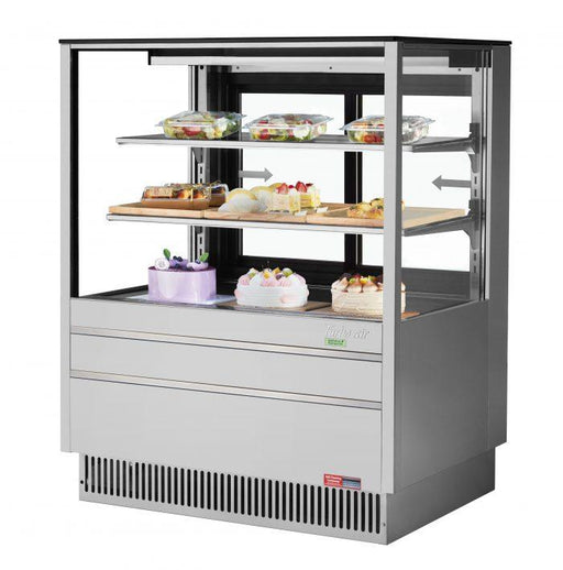 Turbo Air TCGB-36UF-S-N 36-1/2" Refrigerated Straight Glass Full-Service Bakery Display Case, 3 Levels, Stainless Steel Exterior, 115v - Bakery Wholesalers