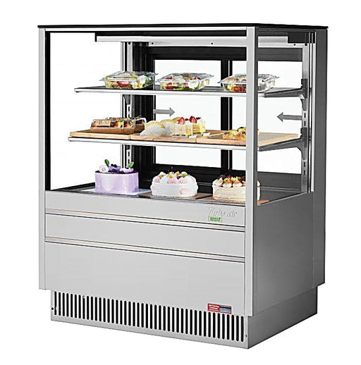 Turbo Air TCGB-36UF-S-N 36-1/2" Refrigerated Straight Glass Full-Service Bakery Display Case, 3 Levels, Stainless Steel Exterior, 115v - Donut-Equipment.com