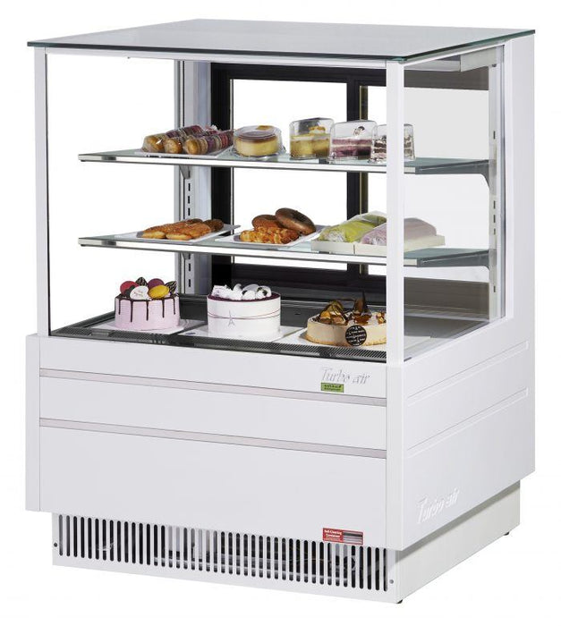 Turbo Air TCGB-36UF-W-N 36-1/2" Straight Glass Full-Service Bakery Display Case, 3 Levels, White Exterior, 115v - Bakery Wholesalers