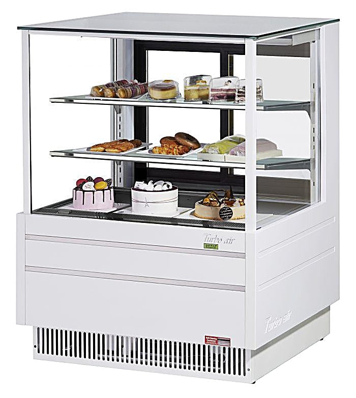 Turbo Air TCGB-36UF-W-N 36-1/2" Straight Glass Full-Service Bakery Display Case, 3 Levels, White Exterior, 115v - Donut-Equipment.com