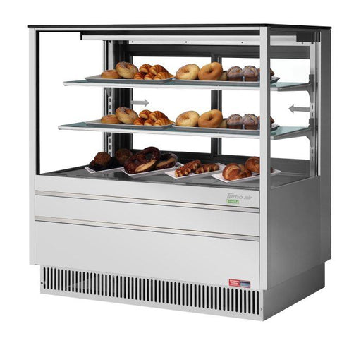 Turbo Air TCGB-48UF-DR-S 48" Straight Glass Full-Service Dry Bakery Display Case, 3 Levels, Stainless Steel Exterior, 115v - Bakery Wholesalers