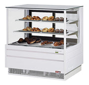 Turbo Air TCGB-48UF-DR-W 48" Straight Glass Full-Service Dry Bakery Display Case, 3 Levels, White Exterior, 115v - Donut-Equipment.com