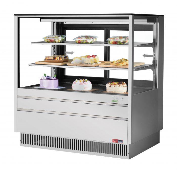 Turbo Air TCGB-48UF-S-N 47-7/8" Refrigerated Straight Glass Full-Service Bakery Display Case, 3 Levels, Stainless Steel Exterior, 115v - Bakery Wholesalers