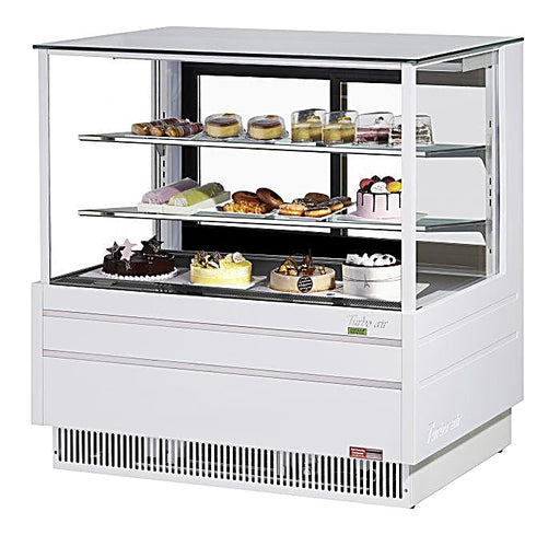 Turbo Air TCGB-48UF-W-N 48-1/2" Refrigerated Straight Glass Full-Service Bakery Display Case, 3 Levels, White Exterior, 115v - Donut-Equipment.com