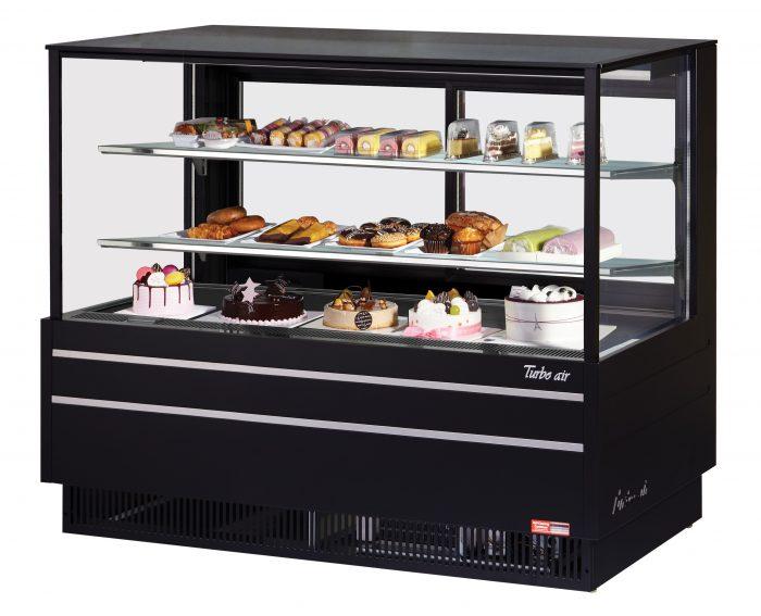 Turbo Air TCGB-60UF-B-N 60-1/2" Refrigerated Straight Glass Full-Service Bakery Display Case, 3 Levels, Black Exterior, 115v - Bakery Wholesalers