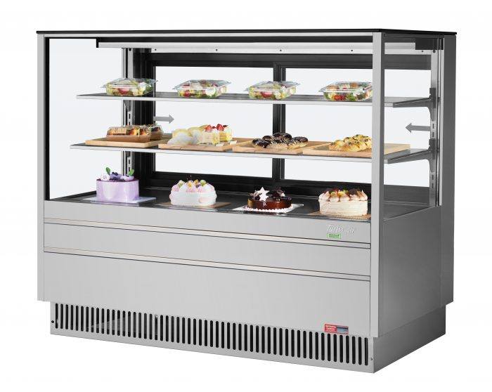 Turbo Air TCGB-60UF-S-N 60-1/2" Refrigerated Straight Glass Full-Service Bakery Display Case, 3 Levels, Stainless Steel Exterior, 115v - Bakery Wholesalers