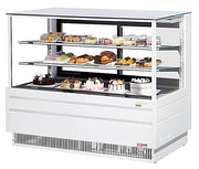 Turbo Air TCGB-60UF-W-N 60-1/2" Refrigerated Straight Glass Full-Service Bakery Display Case, 3 Levels, White Exterior, 115v - Donut-Equipment.com