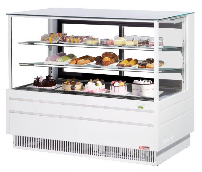 Turbo Air TCGB-60UF-W-N 60-1/2" Refrigerated Straight Glass Full-Service Bakery Display Case, 3 Levels, White Exterior, 115v - Bakery Wholesalers