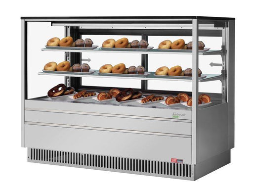 Turbo Air TCGB-72UF-DR-S 72" Straight Glass Full-Service Dry Bakery Display Case, 3 Levels, Stainless Steel Exterior, 115v - Bakery Wholesalers