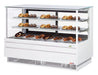 Turbo Air TCGB-72UF-DR-W 72" Straight Glass Full-Service Dry Bakery Display Case, 3 Levels, White Exterior, 115v - Bakery Wholesalers