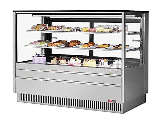 Turbo Air TCGB-72UF-S-N 72-1/2" Refrigerated Straight Glass Full-Service Bakery Display Case, 3 Levels, Stainless Steel Exterior, 115v - Donut-Equipment.com