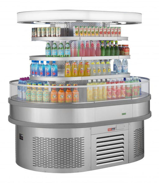 Turbo Air TIOM-20RSRS-N 48" Stainless Steel Vertical Island Open Air Cooler with (4) Levels, 220v/1ph - Bakery Wholesalers
