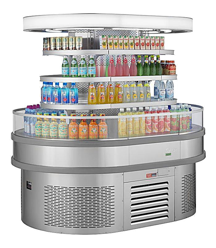 Turbo Air TIOM-20RSRS-N 48" Stainless Steel Vertical Island Open Air Cooler with (4) Levels, 220v/1ph - Donut-Equipment.com