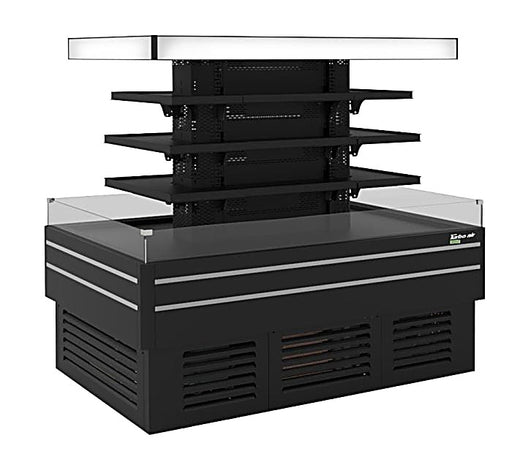 Turbo Air TIOM-24CSCB-N 72" Square Glass Island Open Air Merchandiser, 24 Cu. Ft., Self-Serve, Black, 220v - Donut-Equipment.com