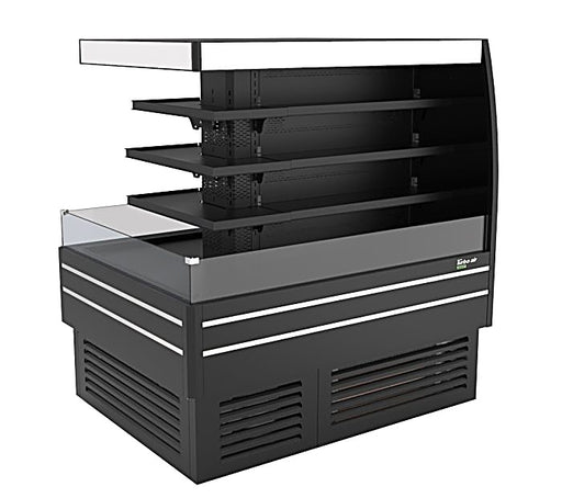 Turbo Air TIOM-48CSB-N 73" Square Island Open Air Merchandiser, 36 Cu. Ft., Self-Serve, Black, 220v - Donut-Equipment.com
