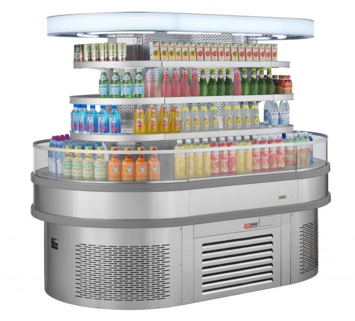 Turbo Air Self-Serve Merchandiser TIOM-36RSRS-N 48" Stainless Steel Open Air Oval Island Display Case - Bakery Wholesalers
