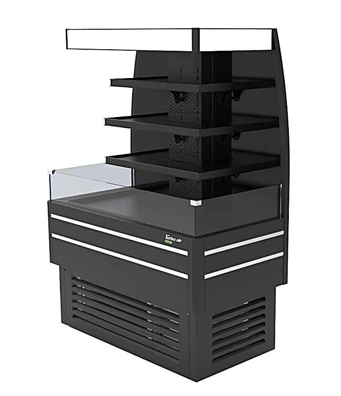 Turbo Air TIOM-48CB-N 48" Black Square Glass Island Display Case – Open Air Merchandiser, 220v - Donut-Equipment.com