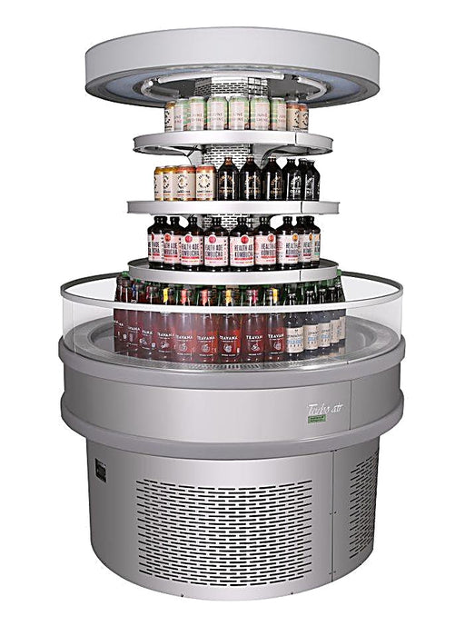 Turbo Air TIOM-48RRS-N 48" Stainless Steel Vertical Round Island Open Air Cooler with (3) Levels, 220v/1ph - Donut-Equipment.com