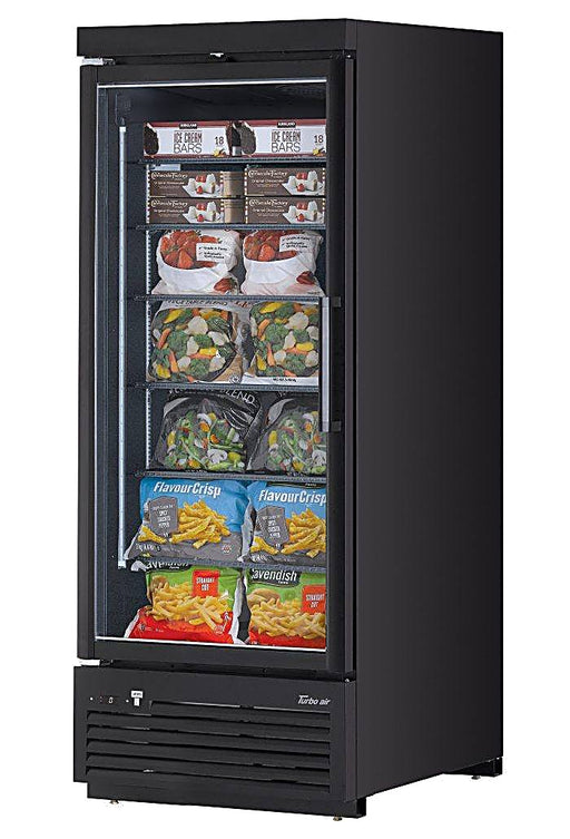 Turbo Air TJMF-30SDB-N 36 5/8" Black Super Deluxe One Section Glass Door Display Freezer – (1) Swing Door, 115v - Donut-Equipment.com