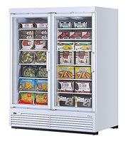 Turbo Air TJMF-55SDW-N 65" White Super Deluxe Two Section Glass Door Display Freezer – (2) Swing Doors, 115v - Donut-Equipment.com