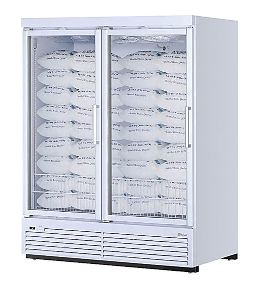 Turbo Air TJMI-55SDW-N 65 1/8" White Indoor Ice Merchandiser w/ Glass Door – Bottom Mount Compressor, 115v - Donut-Equipment.com