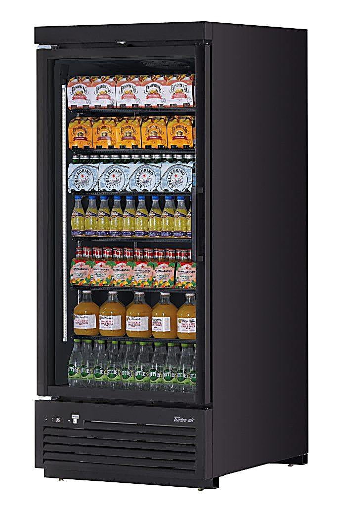 Turbo Air TJMR-30SDB-N 36 5/8" Black Super Deluxe One Section Glass Door Merchandiser, 115v - Donut-Equipment.com