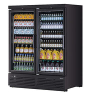 Turbo Air TJMR-55SDB-N 65 1/8" Black Super Deluxe Two Section Glass Door Merchandiser – (2) Swing Doors, 115v - Donut-Equipment.com