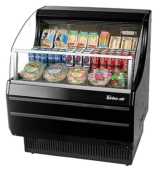 Turbo Air TOM-30SB-N 28" Slim Line Horizontal Open Air Cooler w/ (3) Levels – Black Exterior, 115v - Donut-Equipment.com