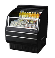 Turbo Air TOM-30SB-SP-N 28" Black Horizontal Refrigerated Open Curtain Merchandiser w/ Stainless Steel Interior – Slim Line, 115v - Donut-Equipment.com