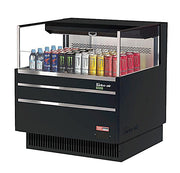Turbo Air TOM-36L-UF-B-1S-N 34 3/4" Black Low Profile Horizontal Open Air Cooler w/ (1) Level – Ultra Front Merchandiser, 115v - Donut-Equipment.com