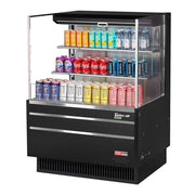 Turbo Air TOM-36L-UF-B-3S-N 34 3/4" Black Low Profile Horizontal Open Air Cooler w/ (3) Levels – Ultra Front Merchandiser, 115v - Donut-Equipment.com