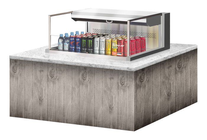 Turbo Air TOM-36L-UF-S-1SI-N 36 7/8" Stainless Steel Drop-In Refrigerated Open Display Case Merchandiser – (1) Level, 115v - Bakery Wholesalers