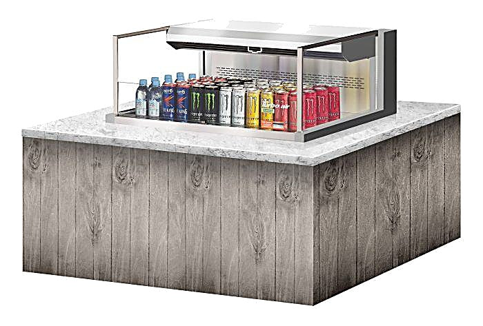 Turbo Air TOM-36L-UF-S-1SI-N 36 7/8" Stainless Steel Drop-In Refrigerated Open Display Case Merchandiser – (1) Level, 115v - Donut-Equipment.com