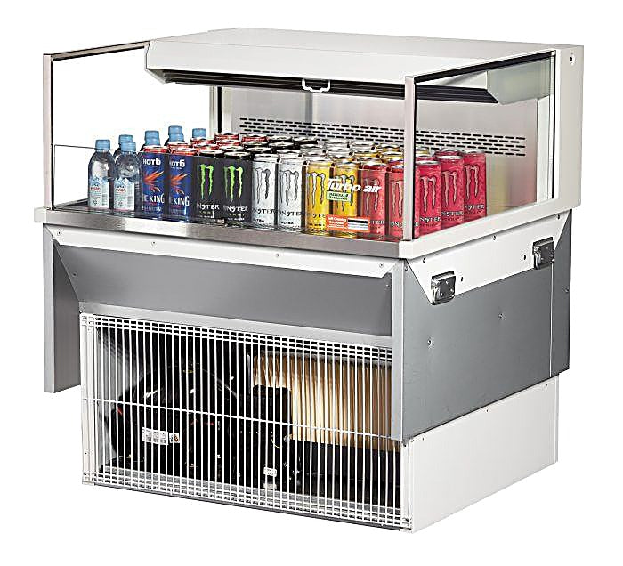 Turbo Air TOM-36L-UF-W-1SI-N 35 7/8" Drop-In Horizontal Open Air Cooler w/ (1) Level – White Exterior, 115v - Donut-Equipment.com