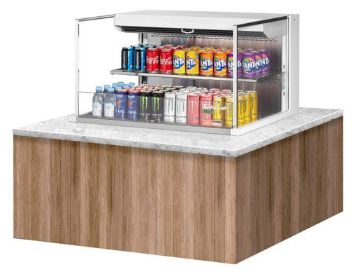 Turbo Air TOM-36L-UF-W-2SI-N 35 7/8" Drop-In Horizontal Open Air Cooler w/ (2) Levels – White Exterior, 115v - Bakery Wholesalers