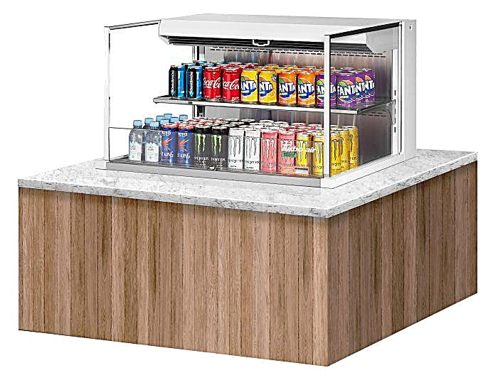 Turbo Air TOM-36L-UF-W-2SI-N 35 7/8" Drop-In Horizontal Open Air Cooler w/ (2) Levels – White Exterior, 115v - Donut-Equipment.com