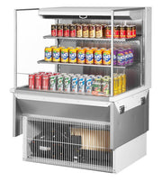 Turbo Air TOM-36L-UF-W-3SI-N 35 7/8" Drop-In Horizontal Open Air Cooler w/ (3) Levels – White Exterior, 115v - Donut-Equipment.com