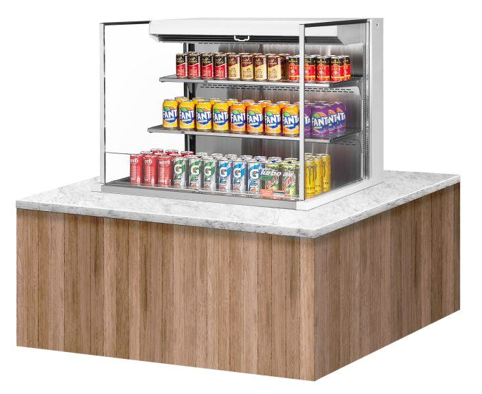 Turbo Air TOM-36L-UF-W-3SI-N 35 7/8" Drop-In Horizontal Open Air Cooler w/ (3) Levels – White Exterior, 115v - Bakery Wholesalers