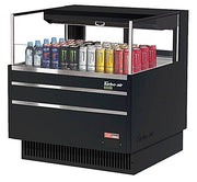 Turbo Air TOM-36L-UFD-B-1S-N 34 3/4" Black Low Profile Horizontal Open Air Cooler w/ (1) Level – Ultra Front Deluxe Merchandiser, 115v - Donut-Equipment.com