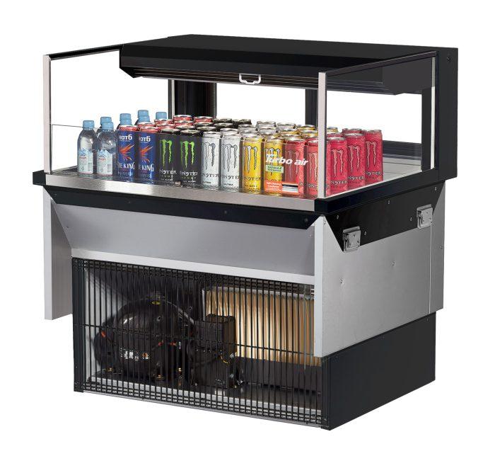 Turbo Air TOM-36L-UFD-B-1SI-N 36" Drop-In Horizontal Open Air Cooler w/ (1) Level – Black Exterior, 115v - Bakery Wholesalers