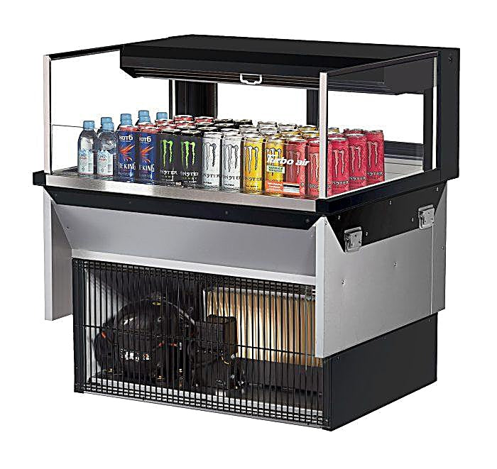 Turbo Air TOM-36L-UFD-B-1SI-N 36" Drop-In Horizontal Open Air Cooler w/ (1) Level – Black Exterior, 115v - Donut-Equipment.com