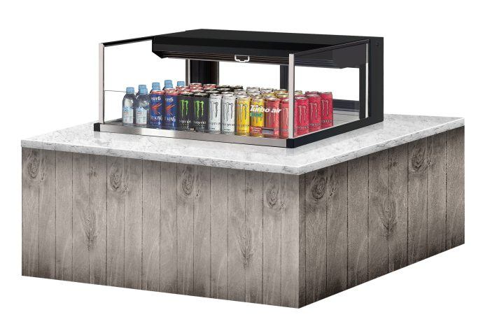 Turbo Air TOM-36L-UFD-B-1SI-N 36" Drop-In Horizontal Open Air Cooler w/ (1) Level – Black Exterior, 115v - Bakery Wholesalers