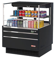 Turbo Air TOM-36L-UFD-B-2S-N 34 3/4" Black Low Profile Horizontal Open Air Cooler w/ (2) Levels – Ultra Front Deluxe Merchandiser, 115v - Donut-Equipment.com
