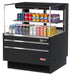 Turbo Air TOM-36L-UFD-B-2S-N 34 3/4" Black Low Profile Horizontal Open Air Cooler w/ (2) Levels – Ultra Front Deluxe Merchandiser, 115v - Bakery Wholesalers