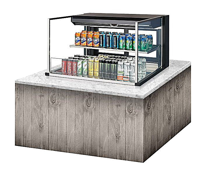 Turbo Air TOM-36L-UFD-B-2SI-N 35 7/8" Drop-In Horizontal Open Air Cooler w/ (2) Levels – Black Exterior, 115v - Donut-Equipment.com