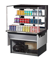 Turbo Air TOM-36L-UFD-B-3SI-N 36" Drop-In Horizontal Open Air Cooler w/ (3) Levels – Black Exterior, 115v - Donut-Equipment.com